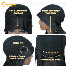 QUEENTAS 14-inch headband wig provides natural volume with 180% density.