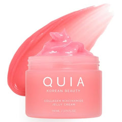 QUIA Beauty collagen jelly cream packaging shows daily hydration friendly design