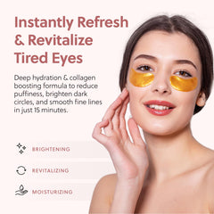 QUIA Beauty eye patches depuff before-after scene showing refreshed under-eyes
