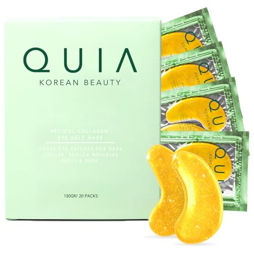 QUIA Beauty hydrogel eye patches collagen pack close-up for hydration and depuffing