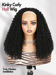 Quickwig Curly Half Wig Headband-Wig Style demonstrates instant chic look with no glue.