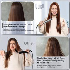 QUICO hair straightener 11-temperature dial set to 375F for tailored styling