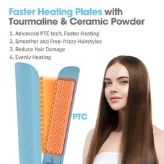 QUICO straightener with two clips for easy sectioning during styling