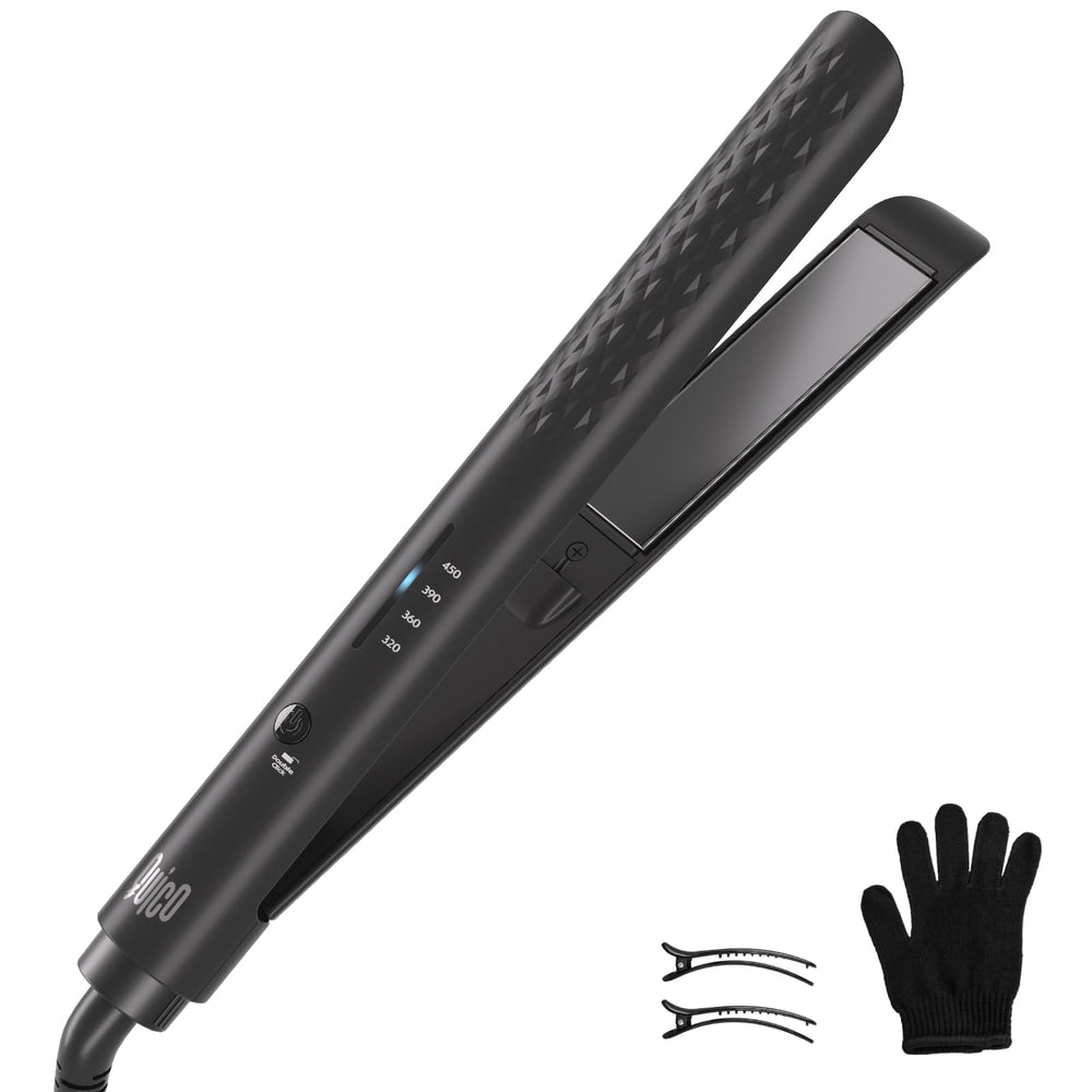 QUICO hair straightener worldwide voltage enables travel-friendly styling.