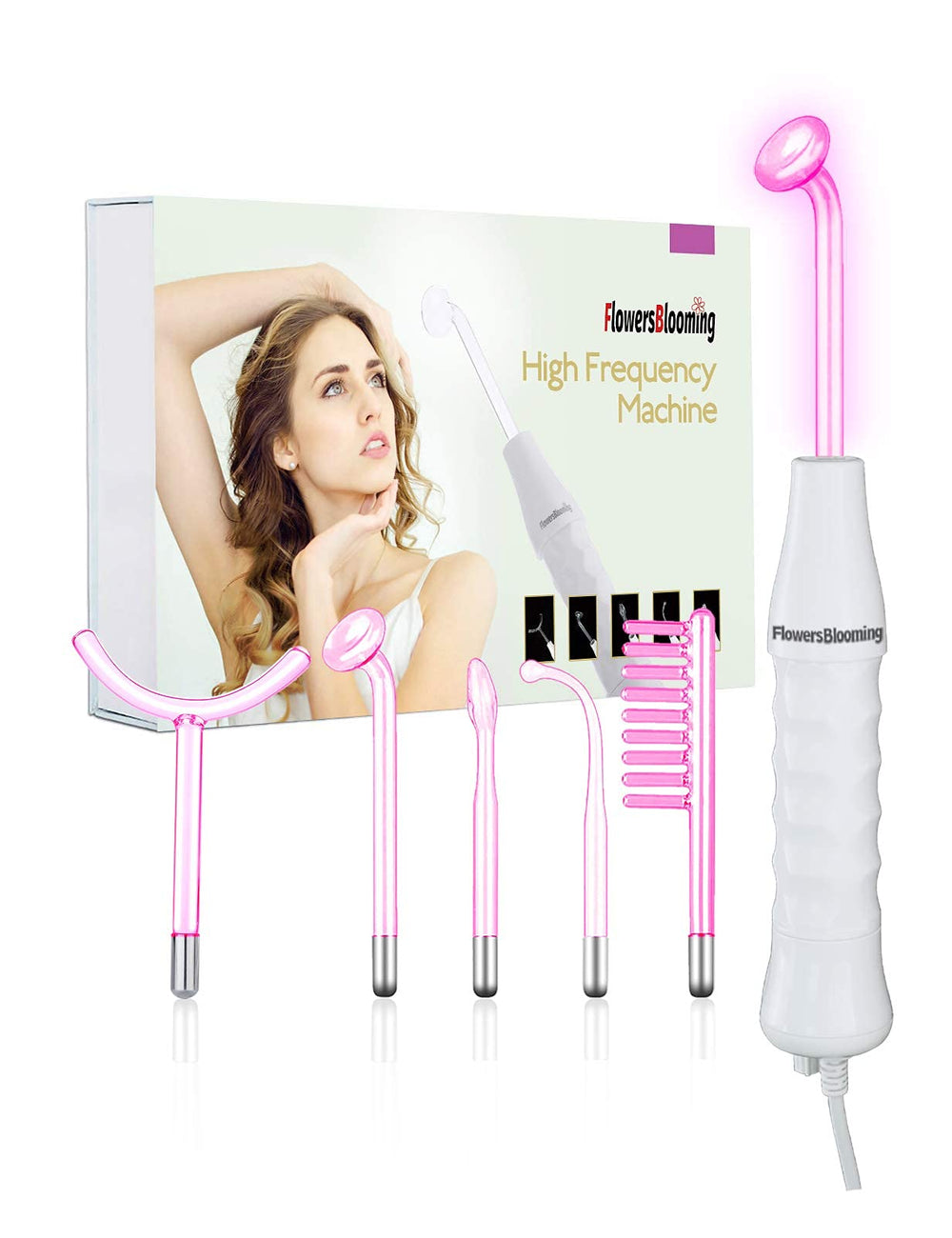 Quiet&Far high-frequency wand for home use promotes skin renewal and elasticity.