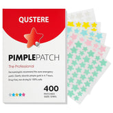 QUSTERE pimple patches 400-count pack with star shapes for discreet acne care and absorption.