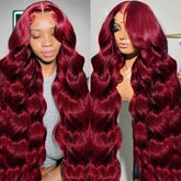 QZOQZO 28-inch burgundy lace-front wig for dramatic daily styling