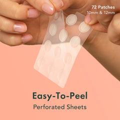 Rael Pimple Patches with invisible matte finish blending on skin.