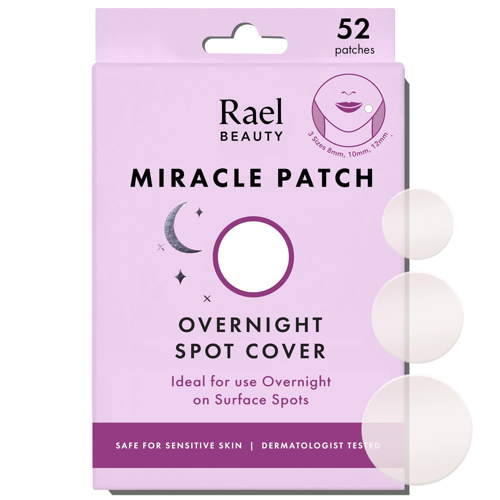 Rael pimple patches on skin provide overnight coverage for blemishes.
