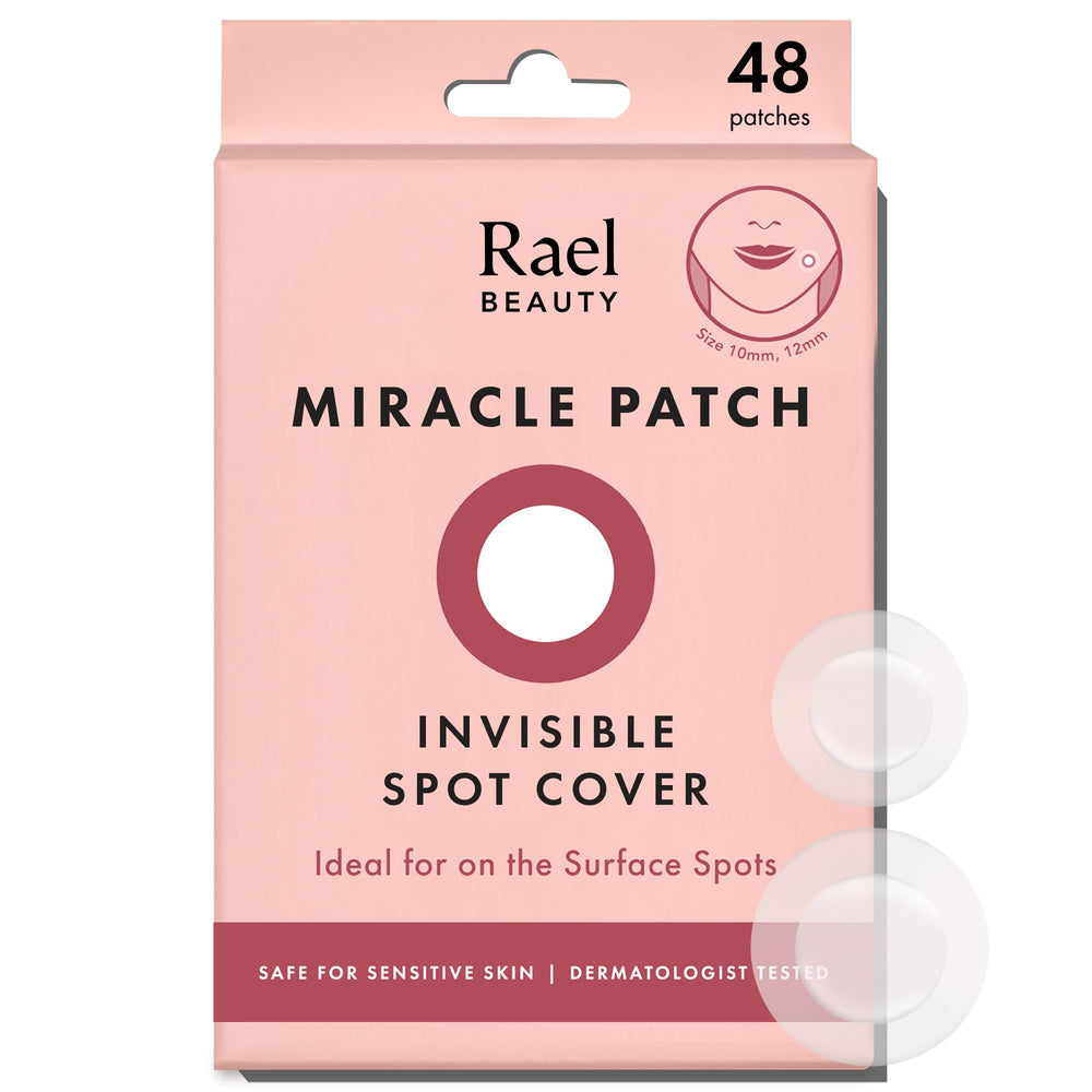 Rael pimple patches packaging shows discreet, medical-grade acne care.
