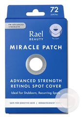 Rael pimple patches applied on a face blemish for targeted absorption and clearer skin.