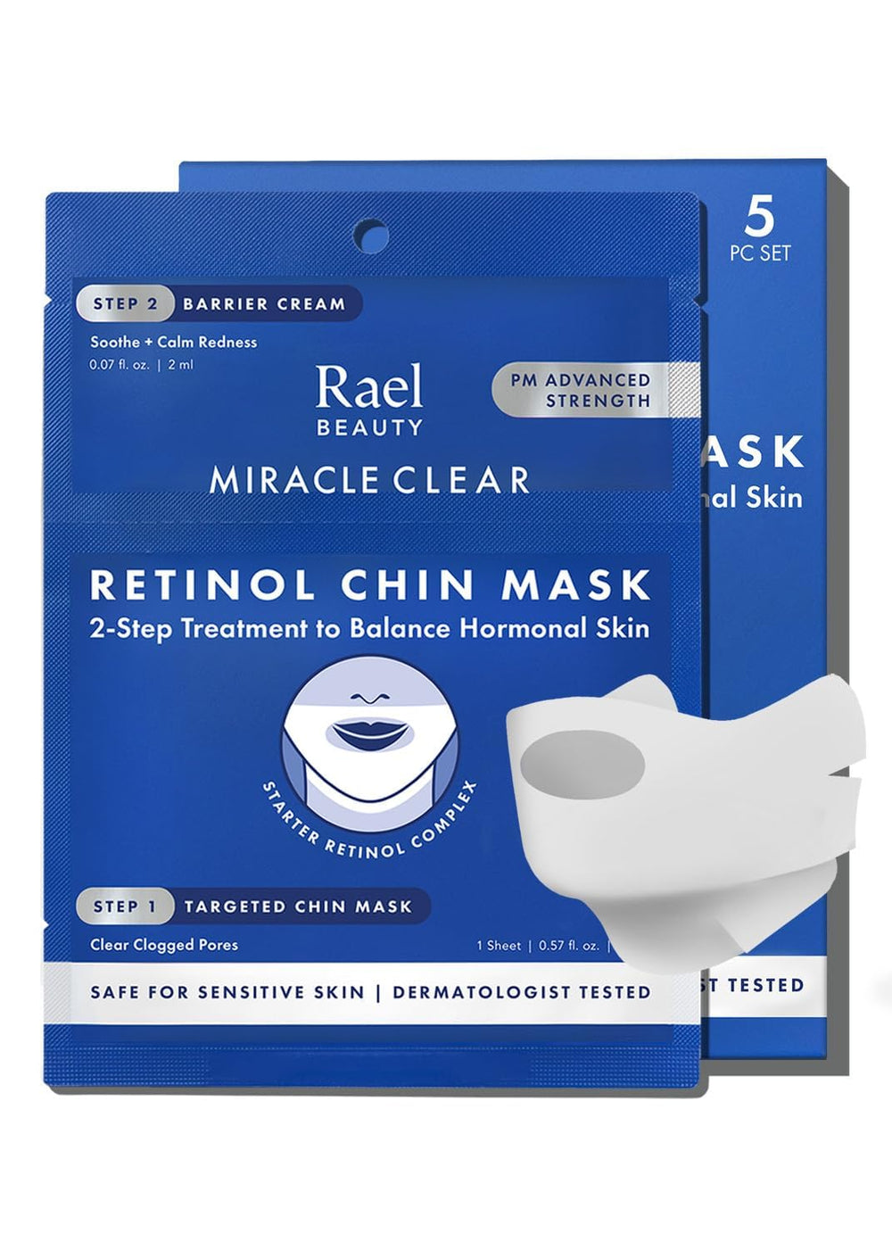 Rael Retinol Chin Mask application showing targeted chin coverage for clearer-looking skin