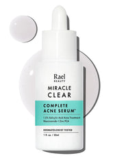 Rael Serum for Face bottle closeup highlighting clean packaging for clear skin support