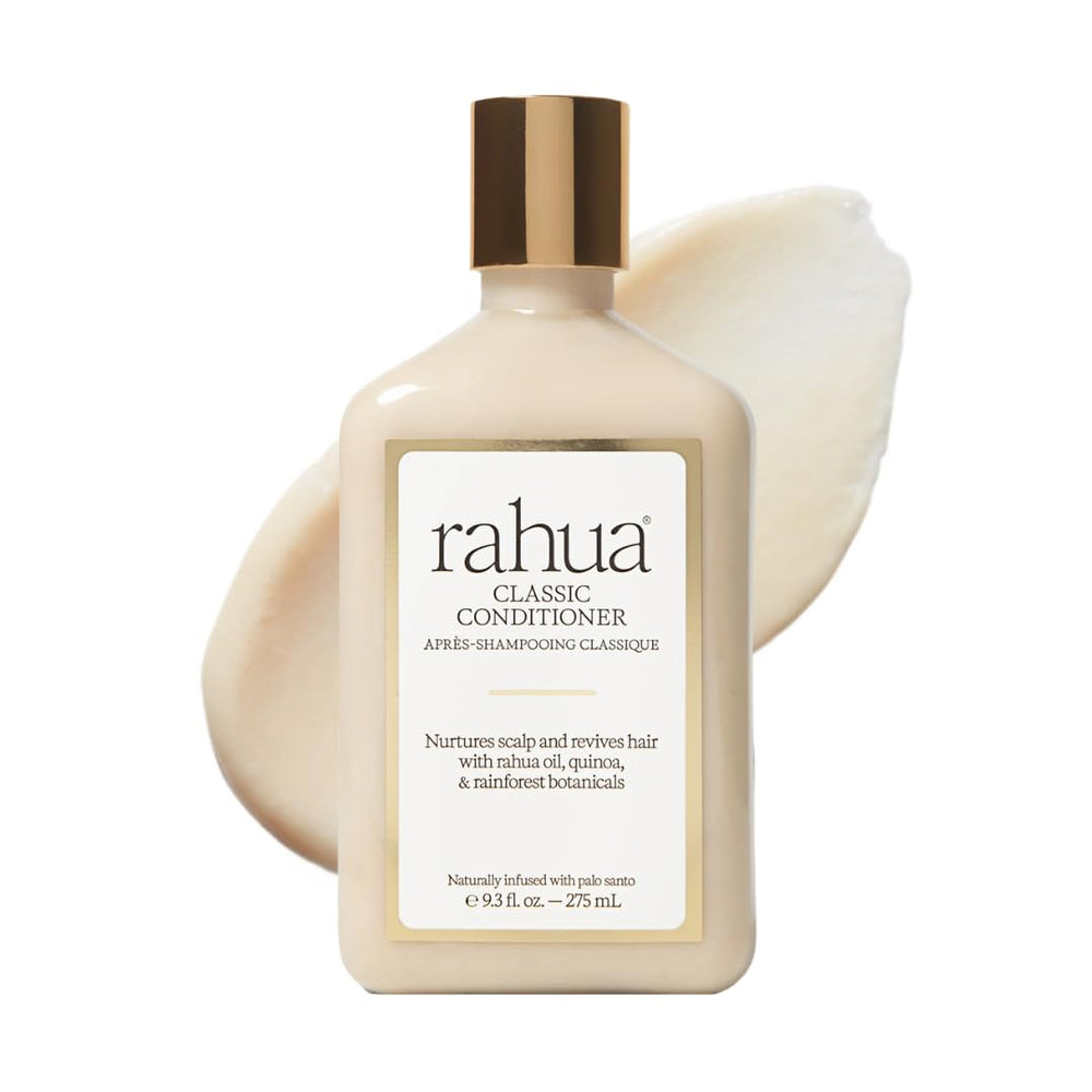 Rahua Classic Conditioner bottle highlighting ultra hydration for all hair types.