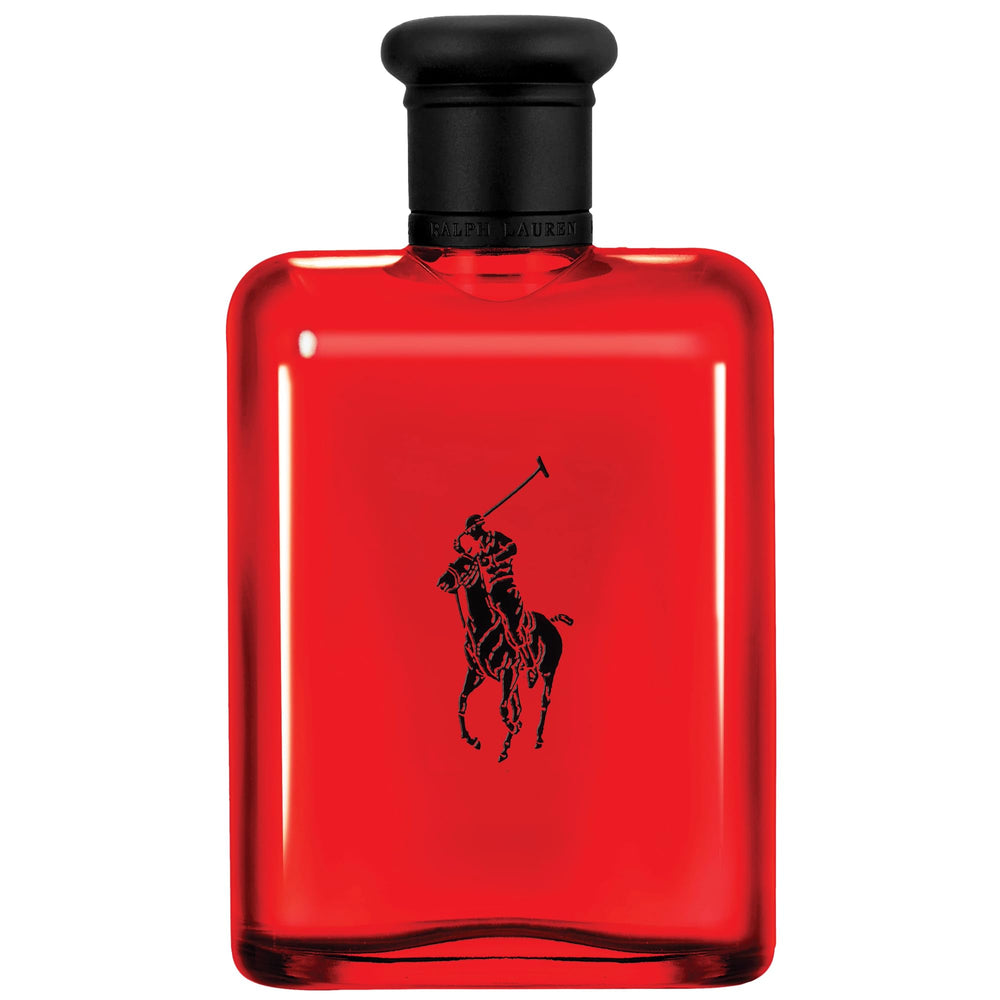 Ralph Lauren Polo Red bottle front close-up conveys bold confidence for daily wear.