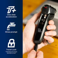 Rategist Eclipse Black blade detail reveals precision blades for clean beard lines