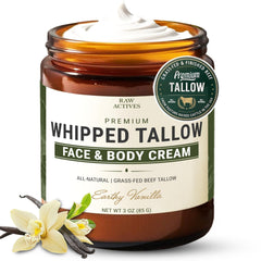 RAW ACTIVES beef tallow jar closeup showcasing rich moisture for dry skin