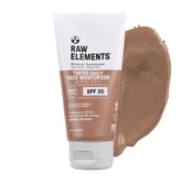 Raw Elements tinted moisturizer SPF 30 front tube showcases eco-friendly packaging.
