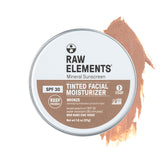 Raw Elements packaging for ultra-moisturizing tinted face cream emphasizes eco-friendly, recyclable materials.