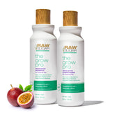 RAW SUGAR Grow Pro Shampoo bottle highlights vegan biotin for fuller-looking hair.