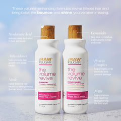 RAW SUGAR Volume Revive Shampoo Lather Closeup highlights gentle cleansing and elasticity.