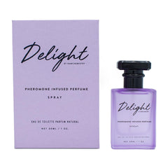 RawChemistry Delight pheromone bottle on vanity for evening confidence