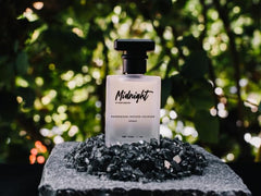 RawChemistry Midnight amber jar hints at leather-vanilla base with lasting presence.