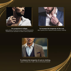 RAYAN Modern Oud Perfume spray action shows long-lasting application