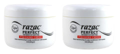 Razac Perfect For Perms Finish Creme bottle close up showing smooth defined permed hair