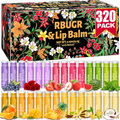RBUGR lip balm bulk-pack display with 12 flavours for gifts and stocking stuffers.