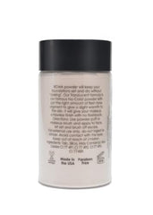 RCMA translucent loose powder brushed on skin yields a natural matte effect.