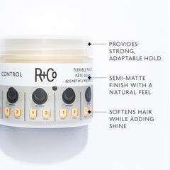 rco control flexible paste jar closeup highlights creamy texture for easy styling