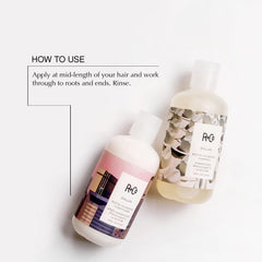 R+Co Dallas biotin shampoo label close-up highlighting strengthening and shine