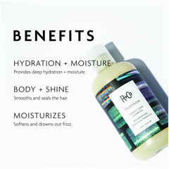 R+Co Television Perfect Hair Shampoo being poured demonstrates scalp detox and clarity.