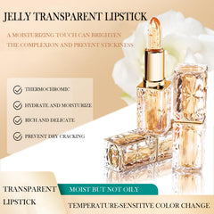 RCSCBC transferproof color-changing lipstick gold crystal jar shows luxe texture and finish.