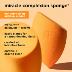 Precision-tip conceals hard-to-reach areas with Real Techniques sponge.