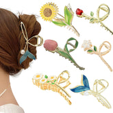 REALHUNLEE flower metal hair clip rose in gold provides strong hold and elegant style