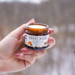 Really Good Blends Tallow Honey Balm face application demonstrates all-day hydration.