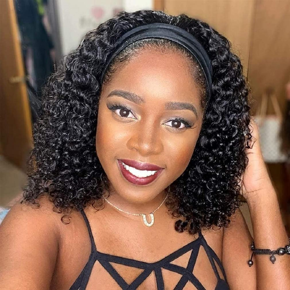 Rebasar Deep Wave headband wig 14in front view for natural everyday wear