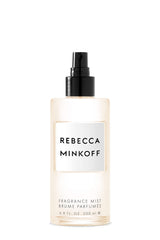 Rebecca Minkoff body spray bottle from the front, premium packaging for daily wear.