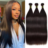 RECIFEYA straight bundles 24in weft close-up shows durable double-machine weft for lasting sew-ins