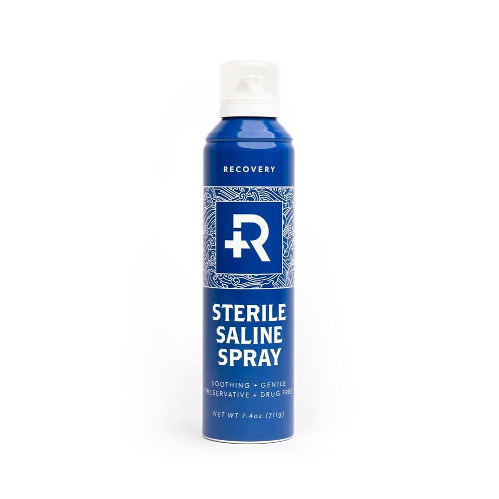 Recovery Aftercare saline piercing spray bottle angled for easy cleansing of piercings