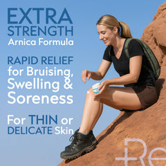 Recuren Plus Arnica Cream tube back label shows ingredients and usage for skin comfort.