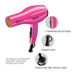 RED by KISS 2000 ceramic dryer detangler piks set for varied textures