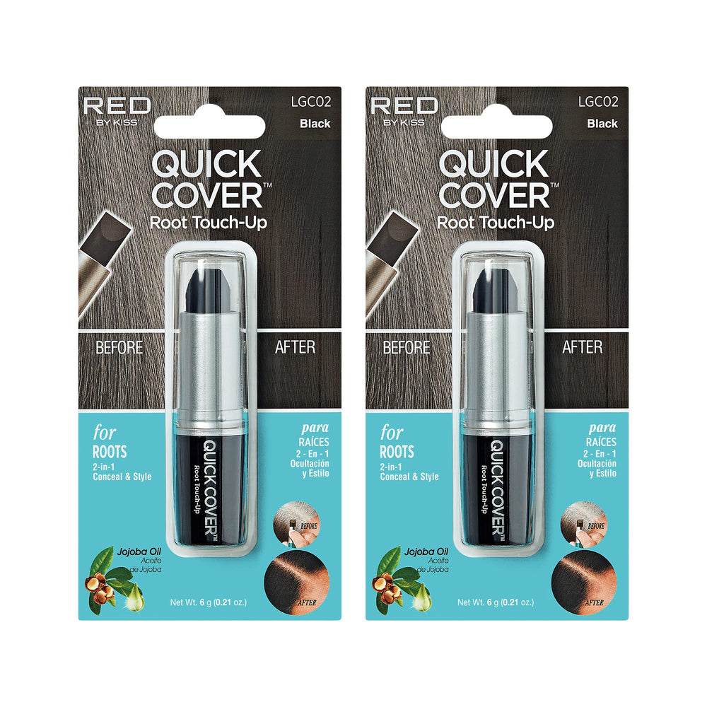 Red by Kiss Quick Cover Root Touch Up Stick compact for on-the-go gray root concealment.
