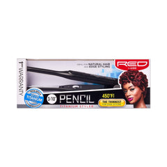 Red by Kiss Titanium Styler Pencil Flat Iron close-up of ultra-thin plates for precise edge work.