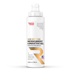 Red Medical Supplies age-defying gel bottle closeup non-greasy hydration for microcurrent sessions