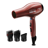 Red Pro 3200 Turbo Pro front view shows compact salon-grade styling power.