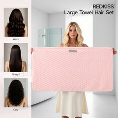 REDKISS extra-large 24x42 inch towel ideal for long and thick hair.