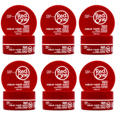 RedOne Aqua Hair Wax jar closeup shows glossy finish and strong hold for structured styles.